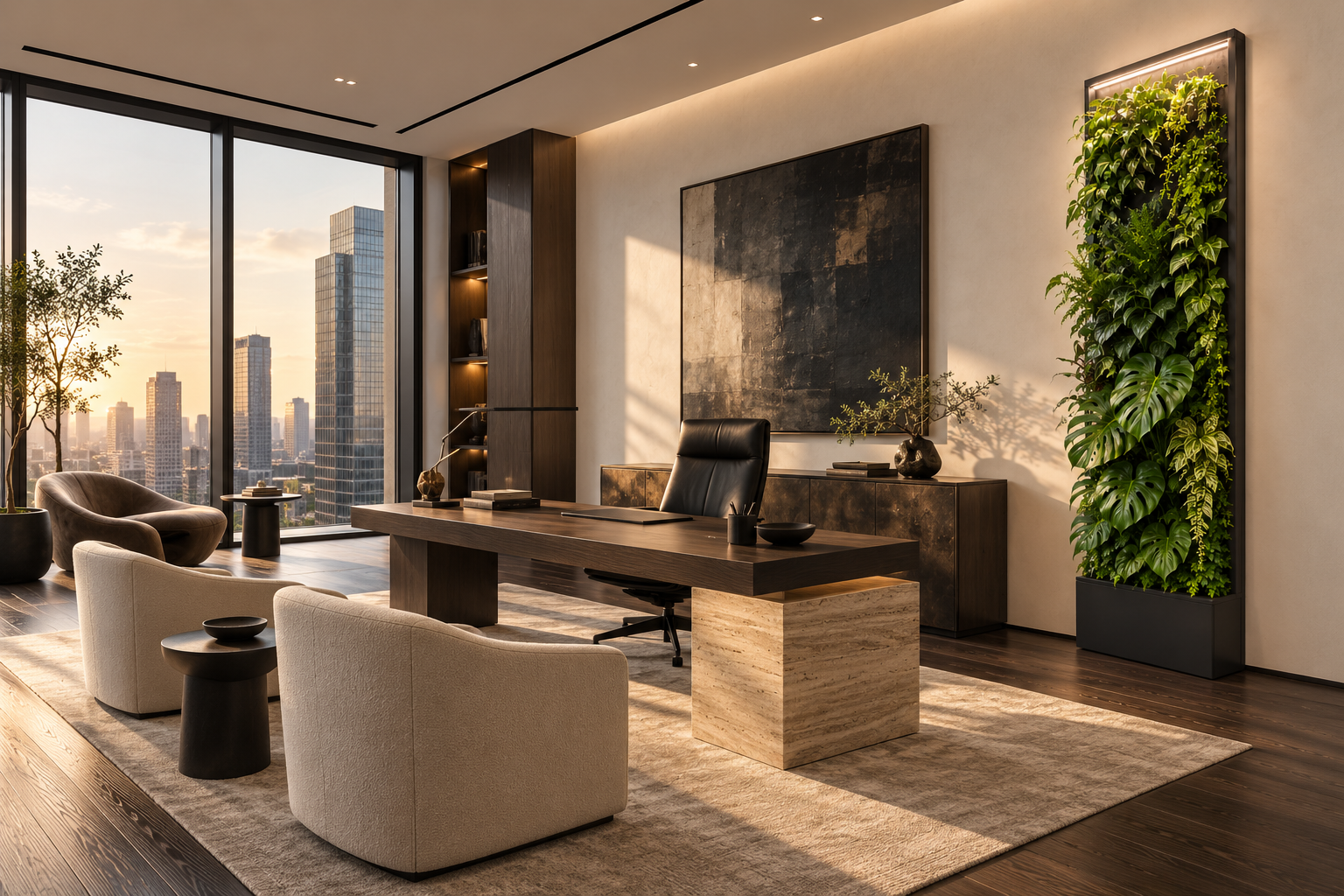 主管辦公室桌旁的 CANVIVA 單面款植景