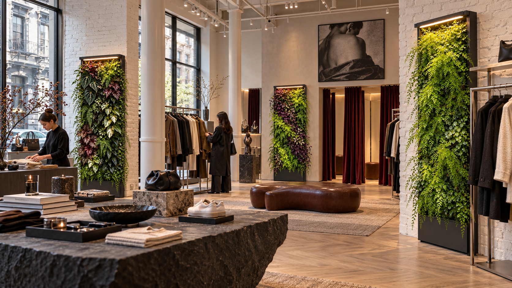 CANVIVA planting in a fashion brand store