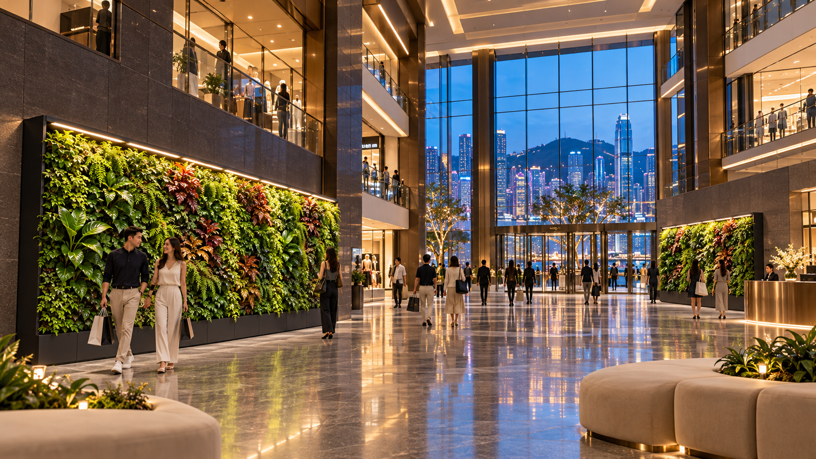 維港景觀購物商場的 CANVIVA 綠牆