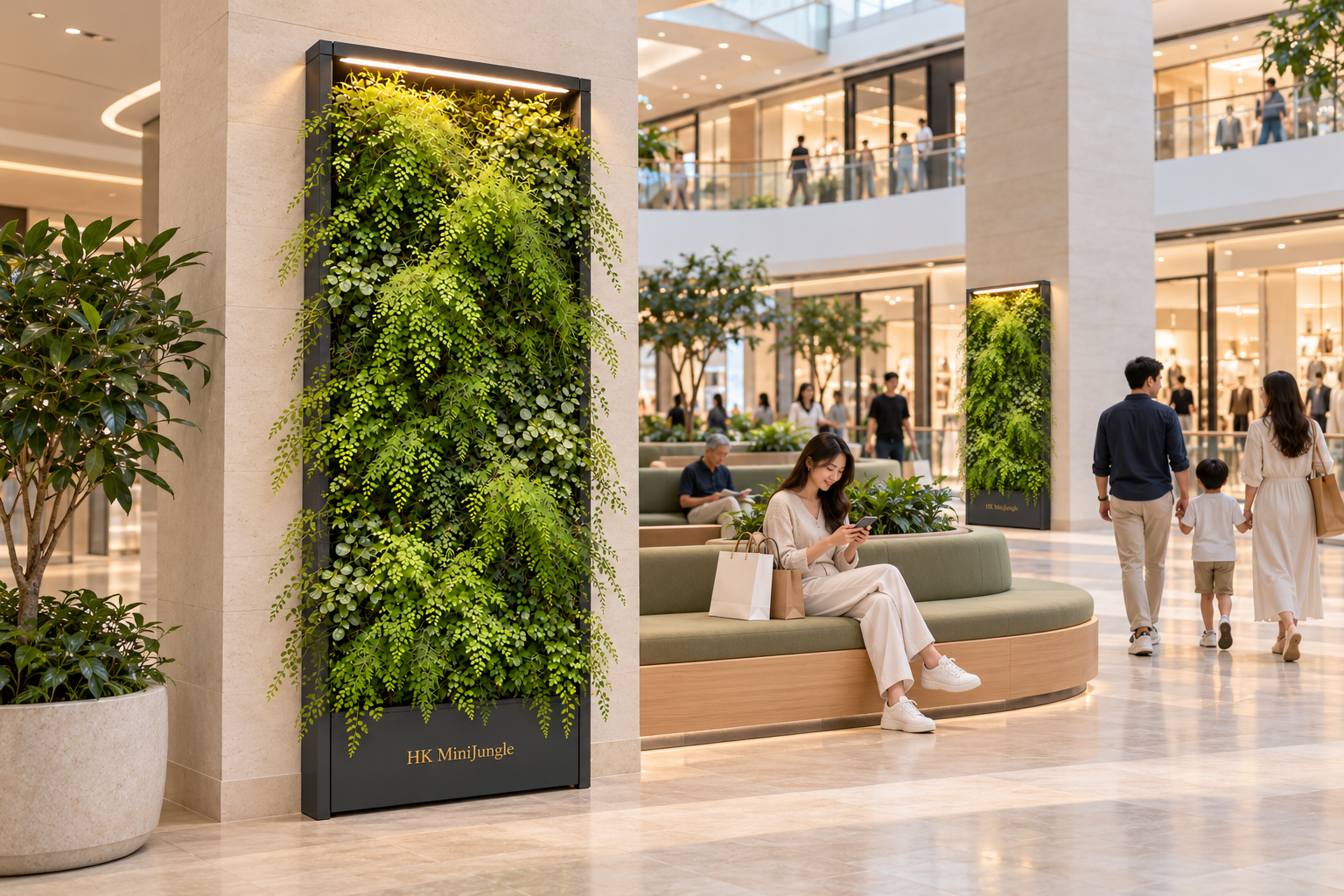購物商場休息區的 CANVIVA 單面款植景