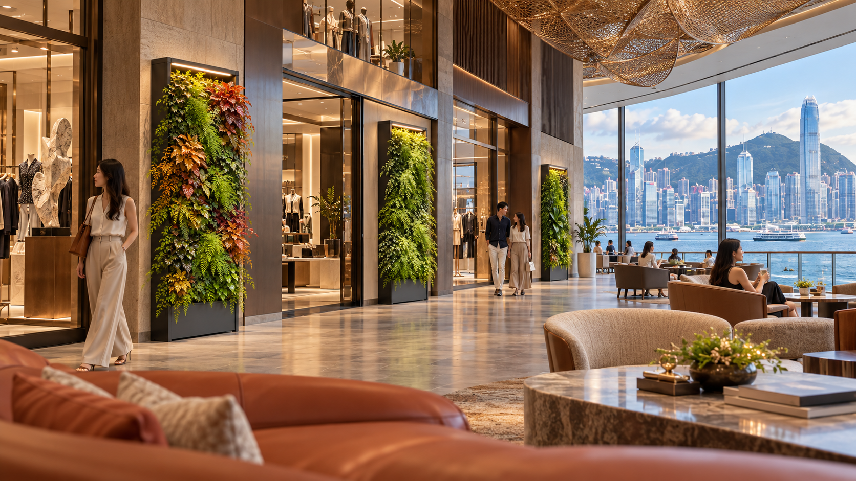 海景購物走廊與休憩區的 CANVIVA 植景