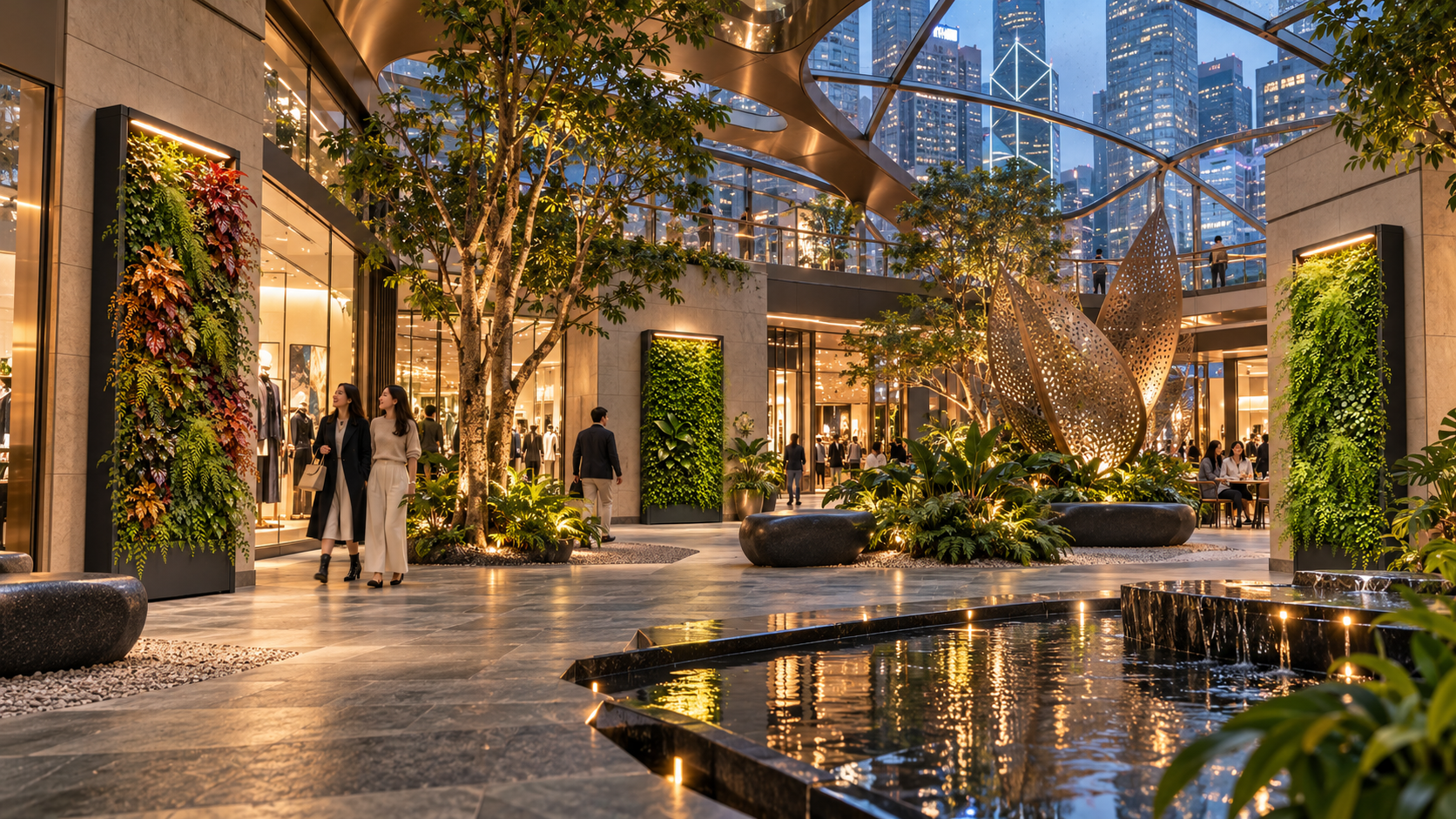 城市夜景購物商場的 CANVIVA 植景